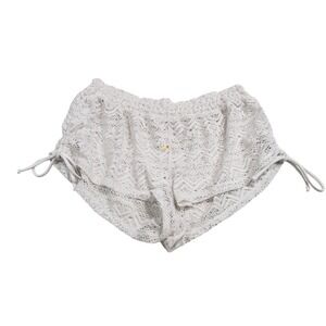No Boundaries Womens Lace Side Tie Shorts L Arctic White